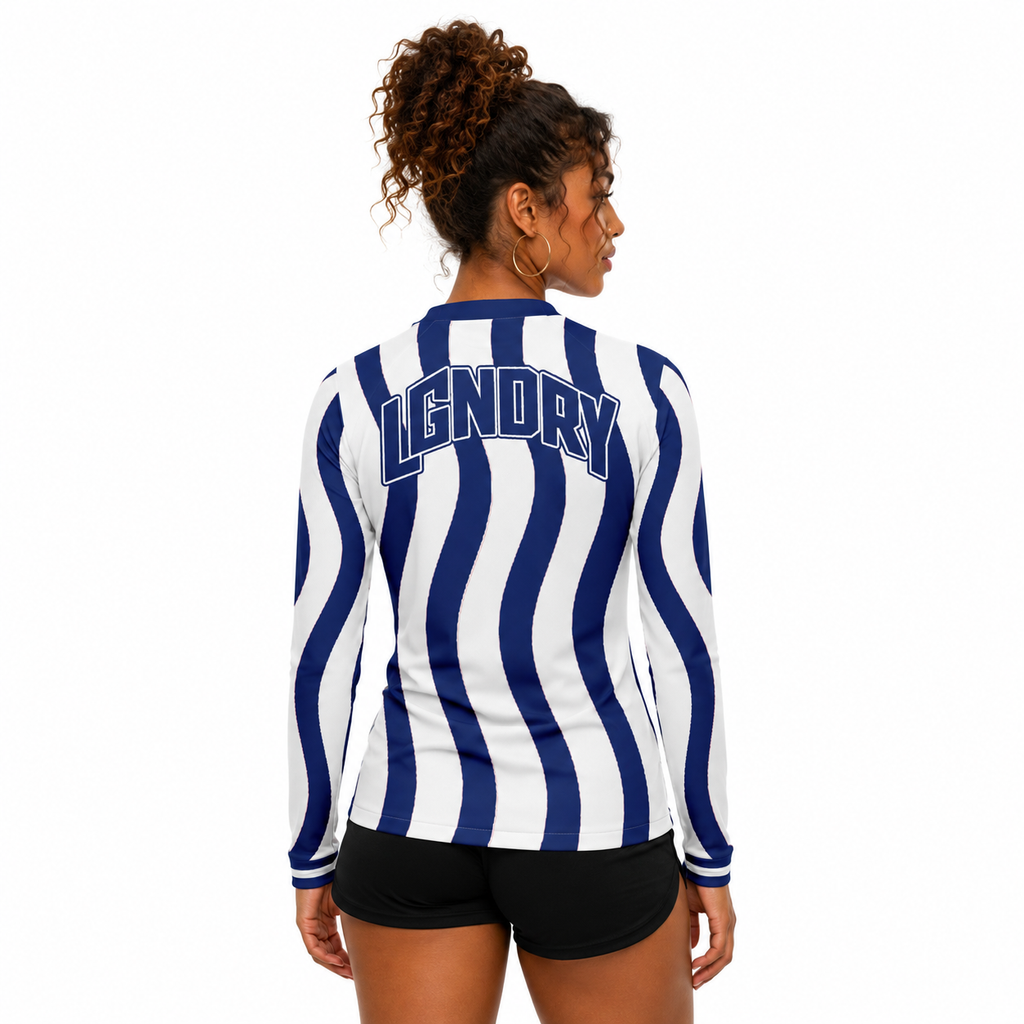 LGNDRY FC — Navy & White Wavy Stripe Long Sleeve Jersey