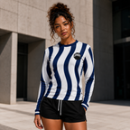 LGNDRY FC — Navy & White Wavy Stripe Long Sleeve Jersey